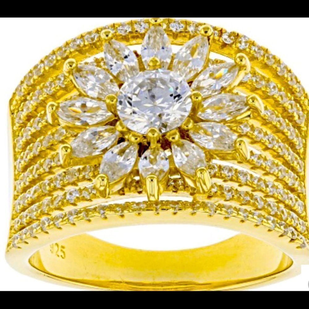Gold over silver ring size 7. 3.75 ct Flower